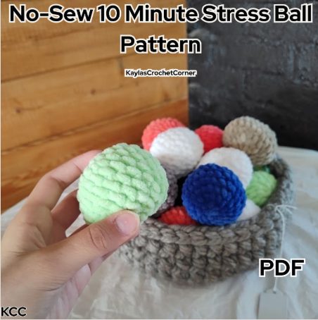 10 Minute No-Sew Stress Ball Crochet Pattern photo 1 of 3 by KaylasCrochetCorner