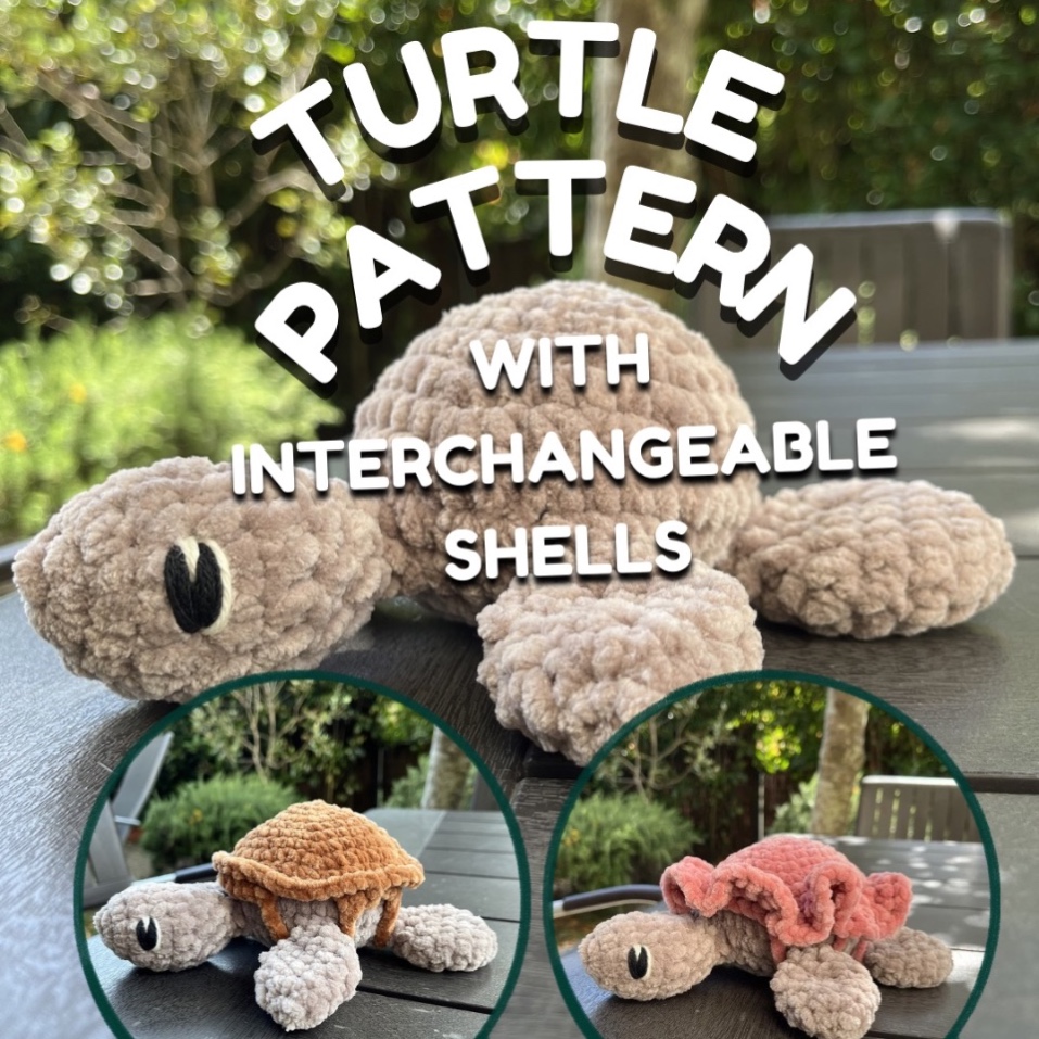 Turtle crochet pattern with basic + ruffled shell photo 1 of 8 by Entre Hilos