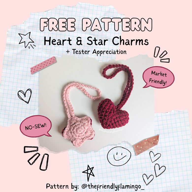 Heart & Star Charms [NO-SEW] photo 1 of 1 by The Friendly Flamingo