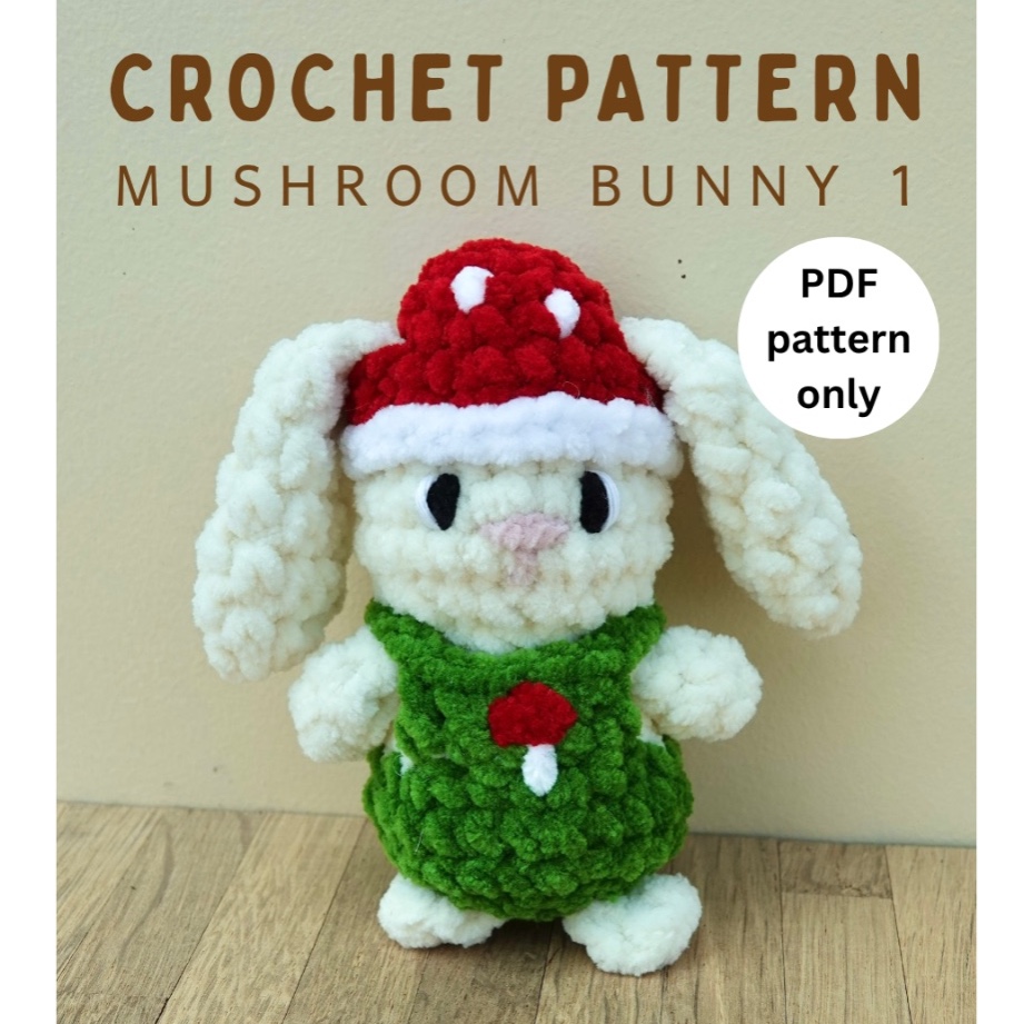 Mushroom Bunny in Dungarees photo 1 of 4 by Stitches and a Needle