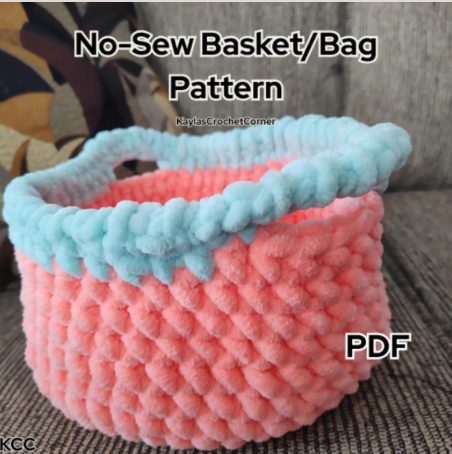 No-Sew Jumbo Basket/Bag Crochet Pattern photo 1 of 4 by KaylasCrochetCorner