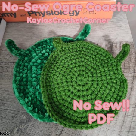 No-Sew Ogre Coaster Crochet Pattern photo 1 of 5 by KaylasCrochetCorner
